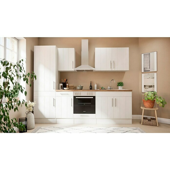 Respekta Premium Keukenblok (Breedte: 270 cm, Met elektrische apparatuur, Witte lariks-look)