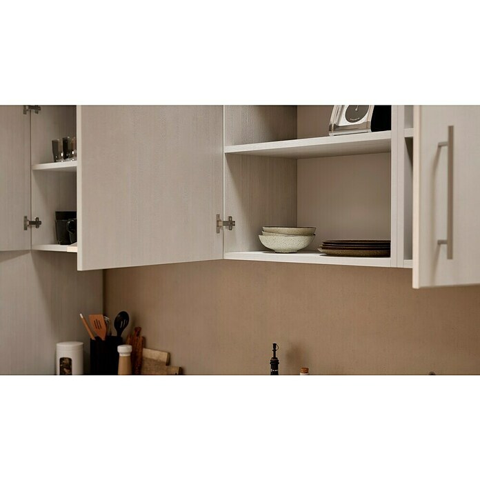 Respekta Premium Küchenzeile (Breite: 280 cm, Mit Elektrogeräten, Lärche Weiß-Nachbildung)