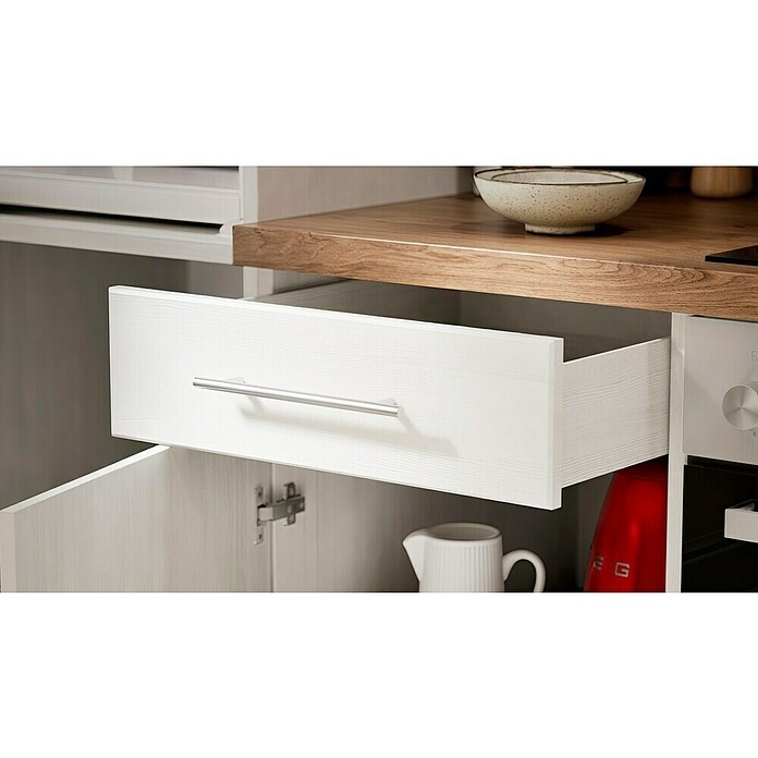 Respekta Premium Keukenblok (Breedte: 270 cm, Met elektrische apparatuur, Witte lariks-look)