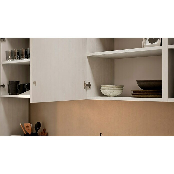 Respekta Premium Composición de cocina (Ancho: 250 cm, Con dispositivos eléctricos, Réplica de alerce blanco)