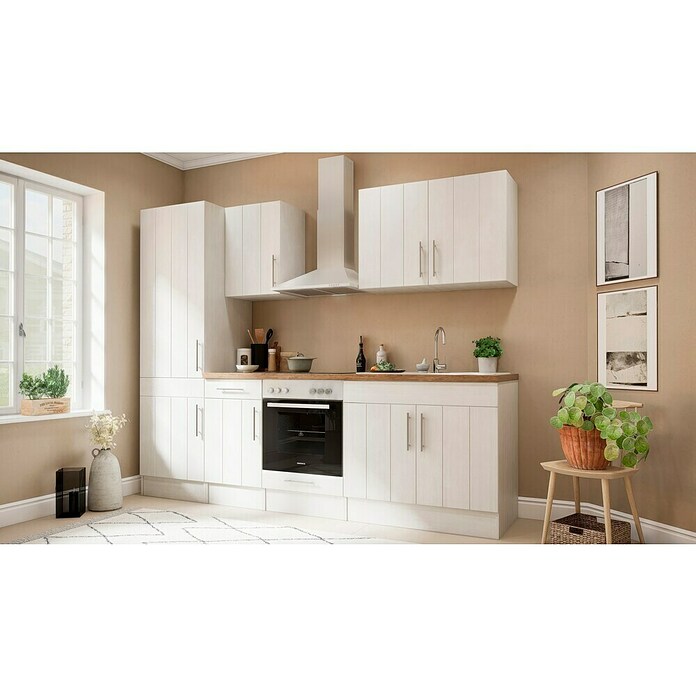 Respekta Premium Keukenblok (Breedte: 270 cm, Met elektrische apparatuur, Witte lariks-look)