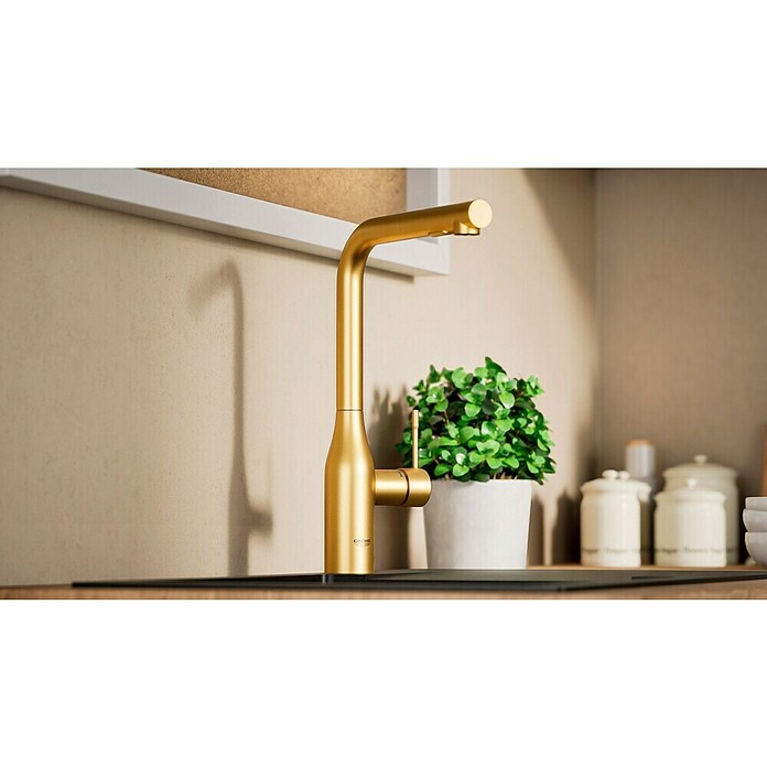 Grohe Essence Spültischarmatur (Cool Sunrise, Matt, Ausziehbare Dual-Spülbrause)