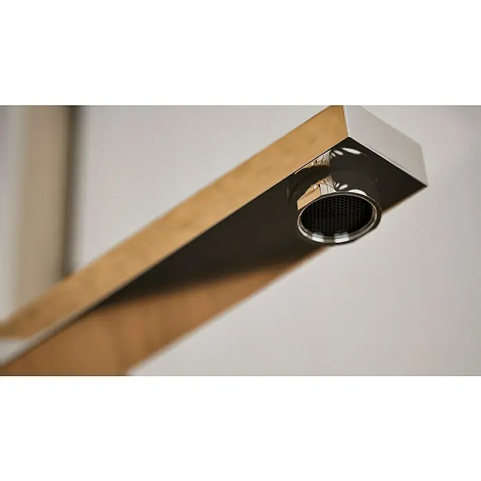 Grohe Eurocube Spültischarmatur - Chrom, Glänzend - Nahaufnahme eines modernen, rechteckigen Wasserhahns mit verchromtem Auslauf und Luftsprudler vor einem neutralen Hintergrund.