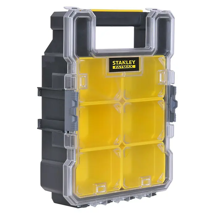 Stanley FatMax Kleinteilekoffer - Anzahl Fächer: 6 Stk. - Stanley Fatmax Sortierkasten mit sechs gelben Fächern und transparentem Deckel. Ideal zur Aufbewahrung von Kleinteilen.