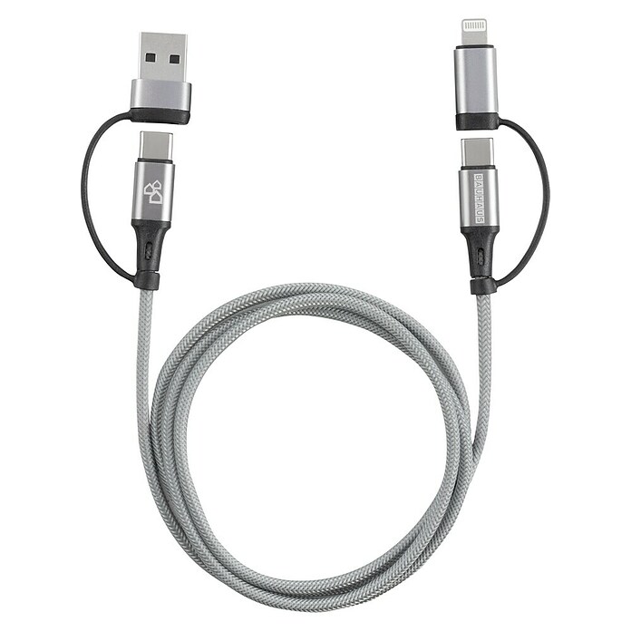 BAUHAUS Napajalni kabel USB 2+2  (Srebrna, Dolžina: 1 m) | 3377 - Telefonzubehör | CBIC - Telefon | CBI - Audio/Video/Antenne/Sat | CB - Elektroinstallation | C - Elektro | BAUHAUS