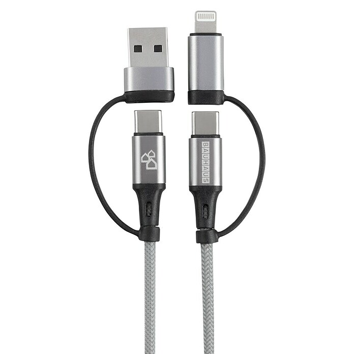 BAUHAUS Napajalni kabel USB 2+2  (Srebrna, Dolžina: 1 m) | 3377 - Telefonzubehör | CBIC - Telefon | CBI - Audio/Video/Antenne/Sat | CB - Elektroinstallation | C - Elektro | BAUHAUS