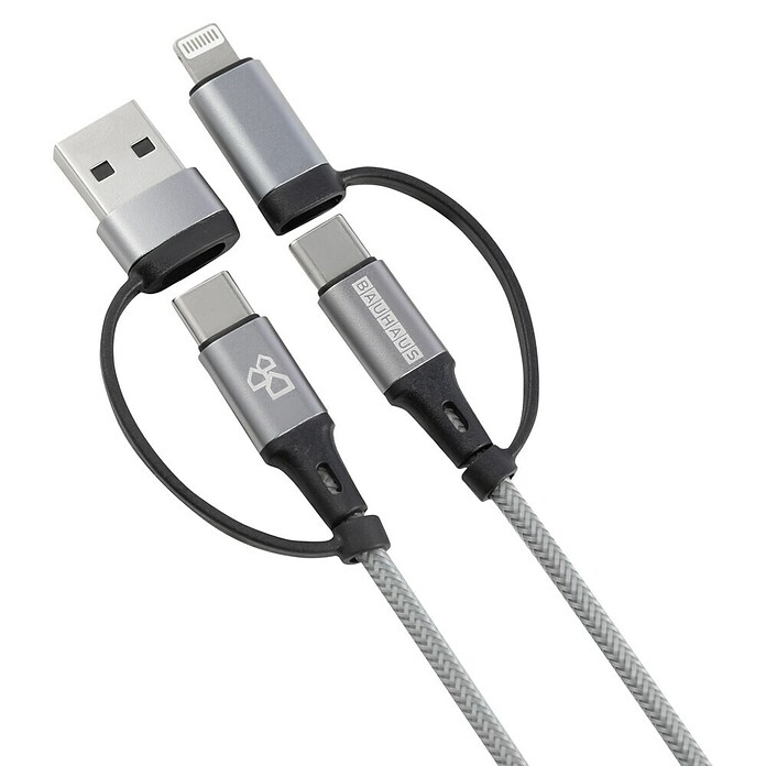 BAUHAUS Napajalni kabel USB 2+2  (Srebrna, Dolžina: 1 m) | 3377 - Telefonzubehör | CBIC - Telefon | CBI - Audio/Video/Antenne/Sat | CB - Elektroinstallation | C - Elektro | BAUHAUS