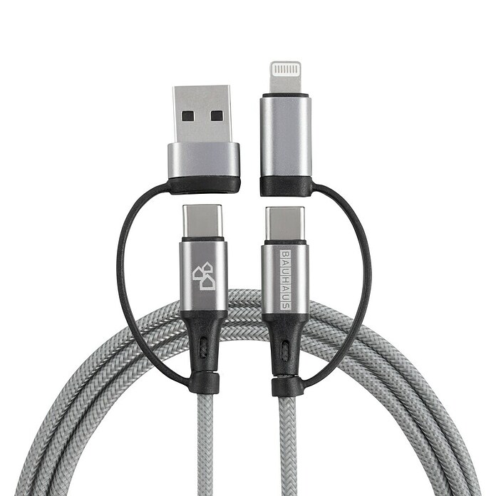 BAUHAUS Napajalni kabel USB 2+2  (Srebrna, Dolžina: 1 m) | 3377 - Telefonzubehör | CBIC - Telefon | CBI - Audio/Video/Antenne/Sat | CB - Elektroinstallation | C - Elektro | BAUHAUS