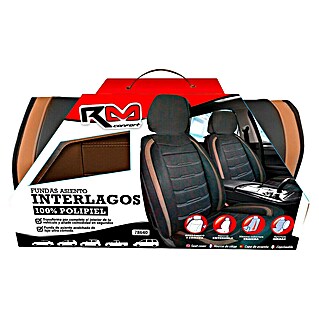 Rolmovil Funda para asientos de coche Interlagos (Negro/Marrón, Polipiel)