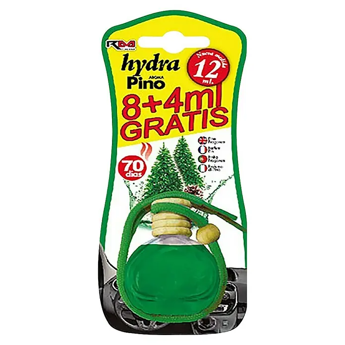 Rolmovil Ambientador de coche Hydra - Pino, Verde, 70 días - Ambientador "Hydra Pino" con capacidad de 12 ml. Ideal para coches o habitaciones, su aroma a pino ofrece frescura duradera.