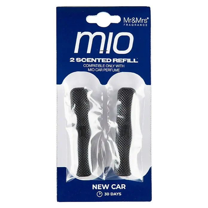 Mr & Mrs Fragrance Ambientador de coche recarga Mio - New Car, 45 días, 2 ud. - Recambio ambientador de coche Mio "Coche nuevo" para una experiencia de fragancia de hasta 30 días.