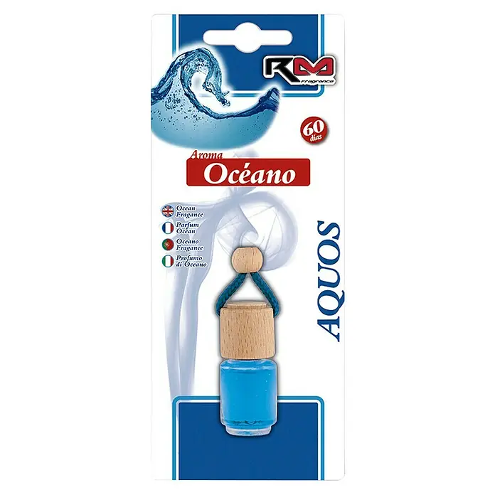 Rolmovil Ambientador de coche Aquos - Ocean, Azul, 2 meses - Ambientador AQUOS "Océano" que perfuma tu espacio con una fresca brisa marina hasta por 60 días.