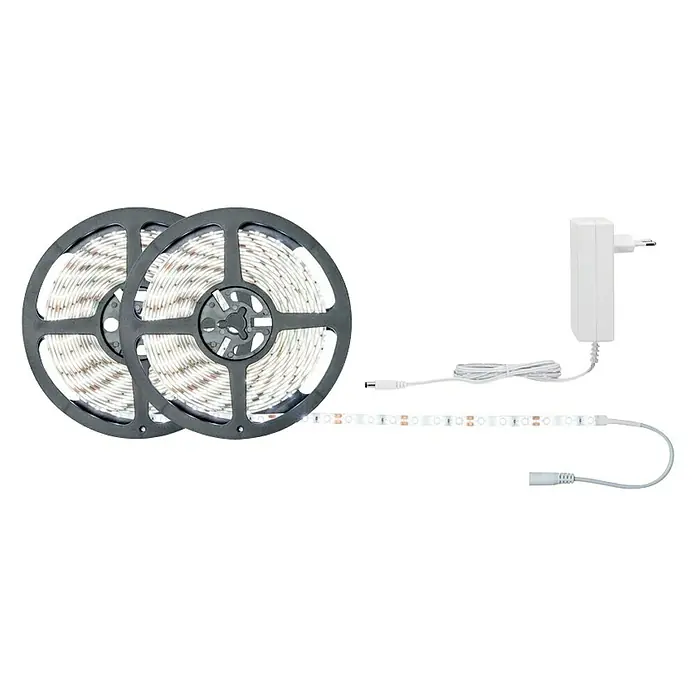 Paulmann Tira LED Set básico SimpLED - Largo: 10 m, Color de luz: Blanco diurno, 22 W, 1.870 lm - Tira de LED con dos carretes, un adaptador de corriente y cables conectores para soluciones de iluminación interior flexibles y ambiental.