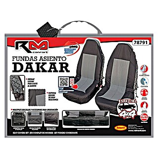 Rolmovil Confort Funda para asientos de coche Dakar (Negro/Gris, Poliéster, Apto para: Asientos delanteros)