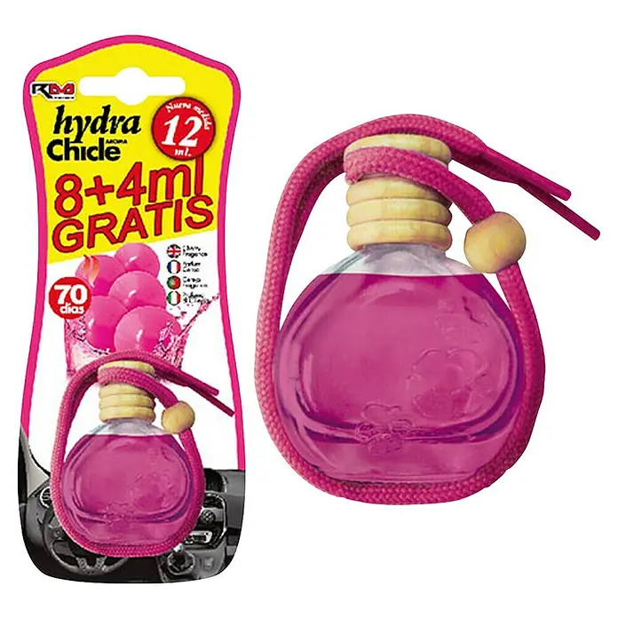Rolmovil Ambientador de coche Hydra - Chicle, Rosa, 70 días - Ambientador Hydra Chiclé con aroma a chicle, 12 ml, proporciona una fragancia agradable en el coche y dura hasta 70 días.