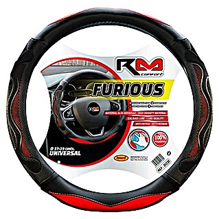 Rolmovil Confort Funda para volante Furious (Negro/Rojo, Específico para: Volantes Ø 37 - 39 cm)