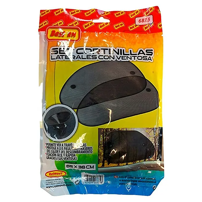 Rolmovil Parasol para el coche Summer - 2 ud., 65 x 38 cm - Paquete de parasoles para ventanas laterales. Protege del sol y el deslumbramiento. Fácil instalación con ventosas, 65 x 38 cm.