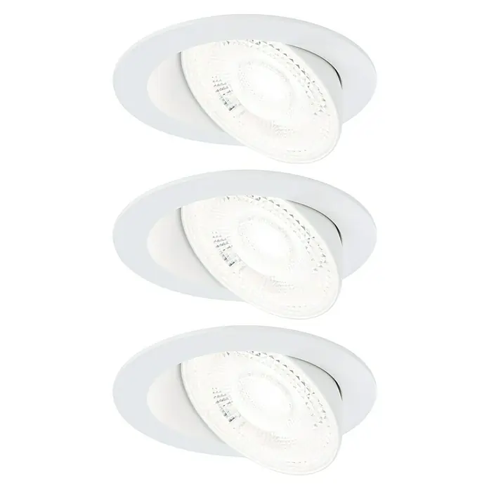 Paulmann LED-Einbauspot - Warmweiß, Durchmesser: 10,5 cm, Weiß, 3 Stk. - Drei LED-Deckeneinbaustrahler in Weiß. Diese Strahler sind schwenkbar und geben helles Licht ab. Ideal für moderne Innenräume.
