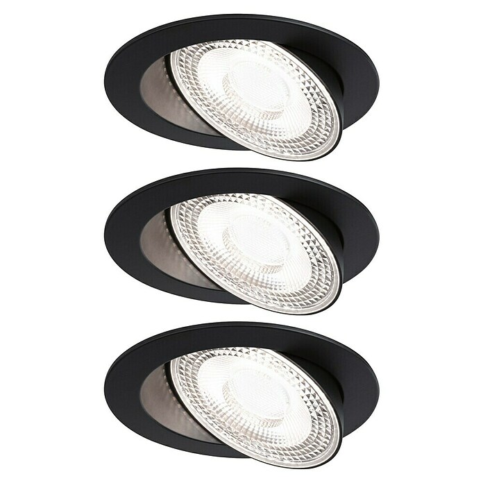 Paulmann LED-Einbauspot (Warmweiß, Durchmesser: 10,5 cm, Schwarz, 3 Stk.) | BAUHAUS