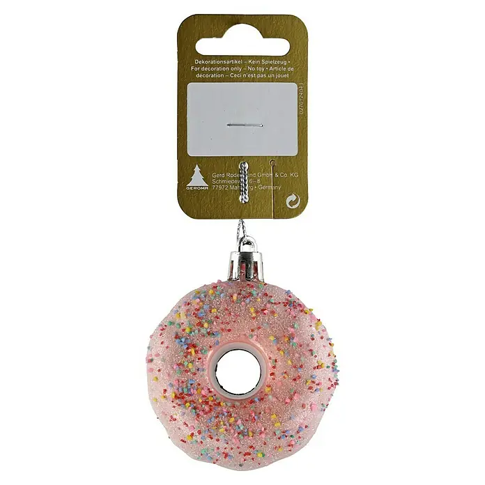 Geroma Christbaumschmuck Donut - Rosa, Kunststoff - Rosa Donut-förmiger Christbaumschmuck mit bunten Streuseln. Perfekt für eine süße Weihnachtsdekoration und festliche Stimmung.