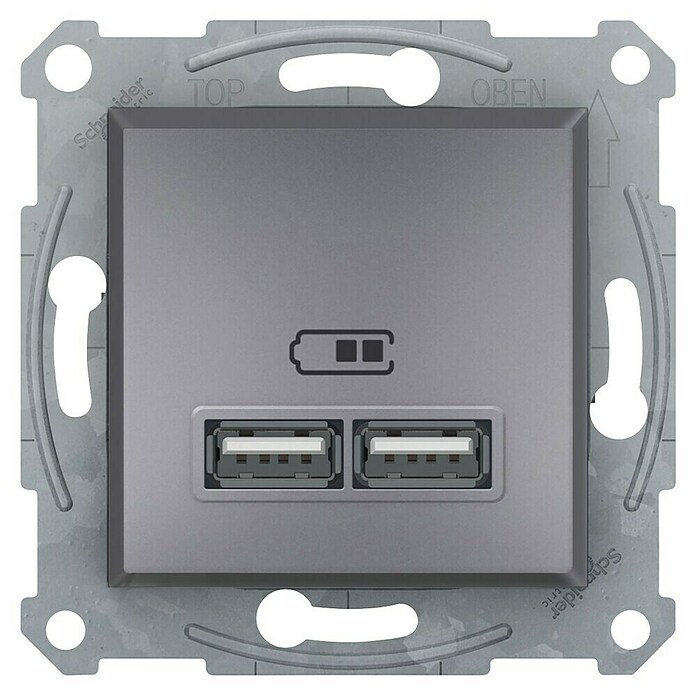 Schneider Electric Asfora USB vložek za vtičnico  (Siva, Podometna montaža, Plastika) | 3211 - Markenschalter innen UP | CBCA - Markenschalter | CBC - Schalterserien | CB - Elektroinstallation | C - Elektro | BAUHAUS