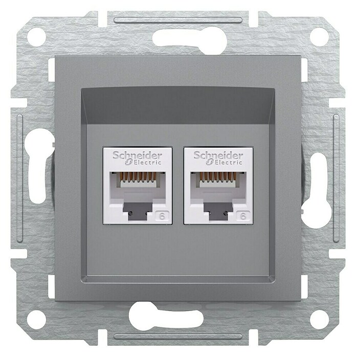 Schneider Electric Asfora Omrežna vtičnica CAT6E  (Siva, 2-krat) | 3211 - Markenschalter innen UP | CBCA - Markenschalter | CBC - Schalterserien | CB - Elektroinstallation | C - Elektro | BAUHAUS