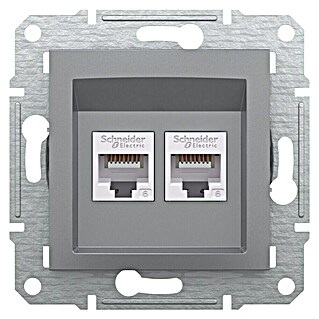Schneider Electric Asfora Mrežna utičnica CAT6E (Siva, 2-struko, bez okvira, RJ45)