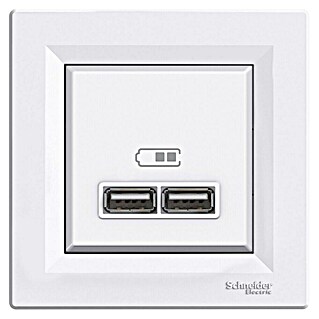 Schneider Electric Asfora Zidna utičnica s USB utorom (Bijela, Plastika, Podžbukna montaža)