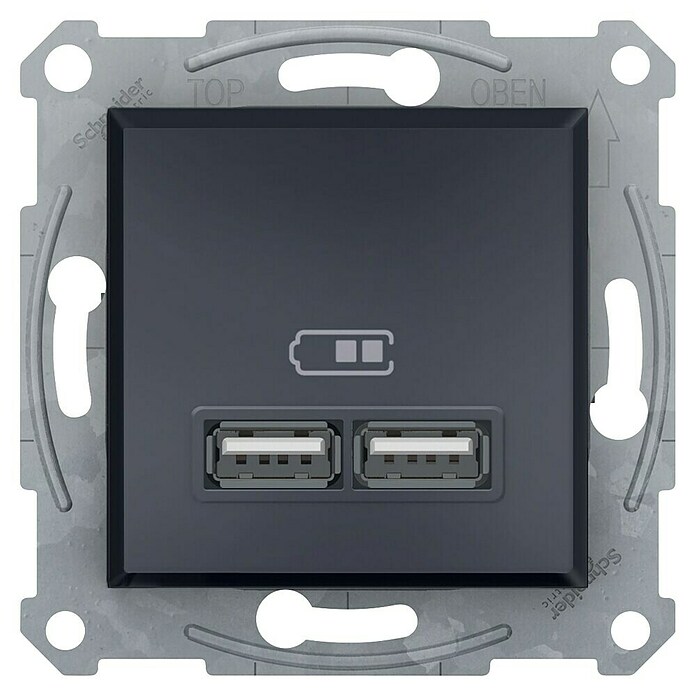 Schneider Electric Asfora USB vložek za vtičnico  (Antracit, 2-krat, Podometna montaža, Plastika) | 3211 - Markenschalter innen UP | CBCA - Markenschalter | CBC - Schalterserien | CB - Elektroinstallation | C - Elektro | BAUHAUS