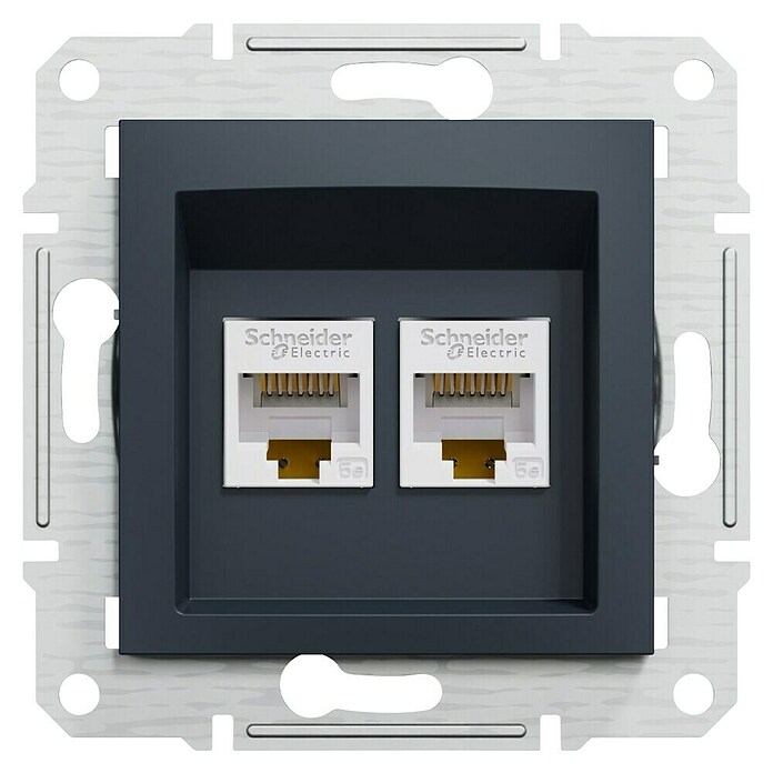 Schneider Electric Asfora Omrežna vtičnica CAT5E  (Antracit, 2-krat) | 3211 - Markenschalter innen UP | CBCA - Markenschalter | CBC - Schalterserien | CB - Elektroinstallation | C - Elektro | BAUHAUS