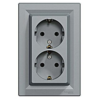Schneider Electric Asfora Vtičnica dvojna (Siva, Plastika, Podometna montaža, 16 A)