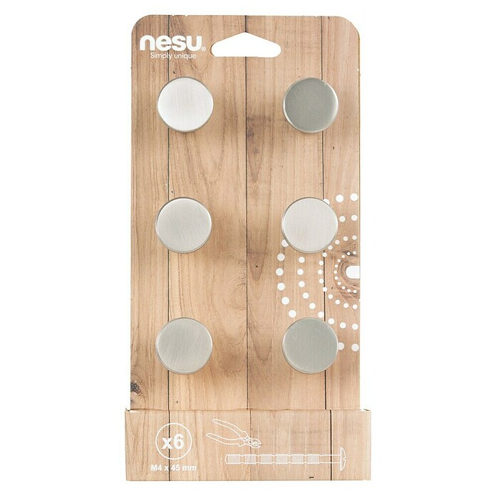Nesu Pomo para muebles 34725 6 uds. (Ø x Al: 25 x 25 mm, Acero, Mate)