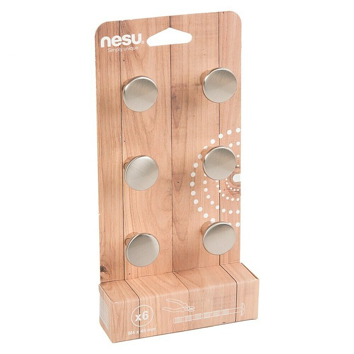 Nesu Pomo para muebles 2516 6 uds. (Ø x Al: 23 x 20 mm, Acero, Niquelado)