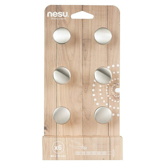 Nesu Pomo para muebles 2516 6 uds. (Ø x Al: 23 x 20 mm, Acero, Niquelado)