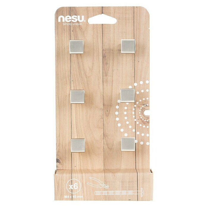 Nesu Tirador para muebles 3351 6 uds. (L x An x Al: 1,5 x 1,5 x 2 cm, Acero, Niquelado)