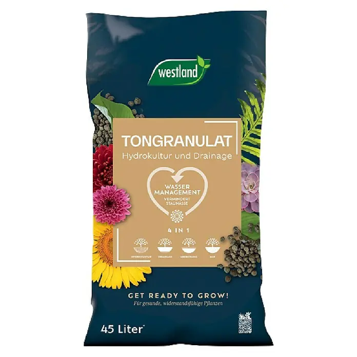 Westland Pflanzgranulat - 45 l, Braun - Eine Packung Westland Tongranulat Hydrokultur und Drainage, ein Tongranulat für Hydrokultur und Drainage mit Wasser-Management.