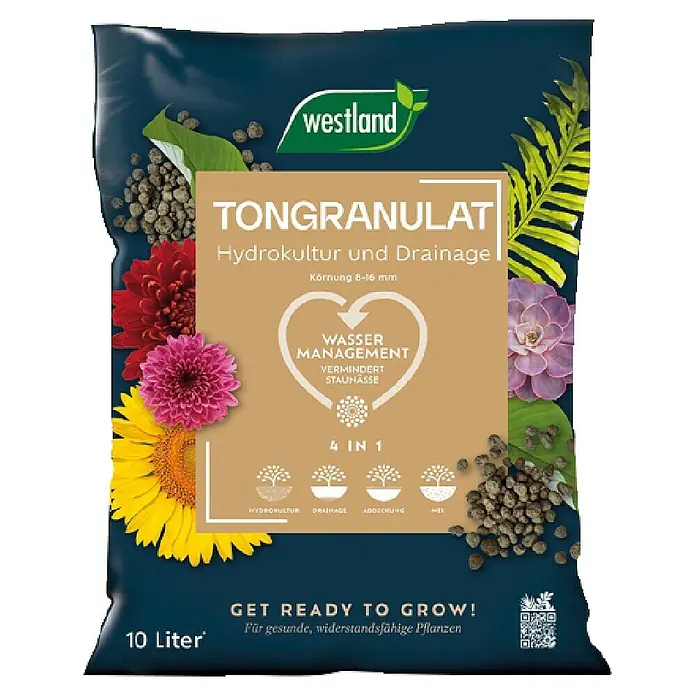 Westland Pflanzgranulat - 10 l, Braun - Abbildung einer 10-Liter-Packung Westland Tongranulat, einem Substrat für Hydrokultur und Drainage.