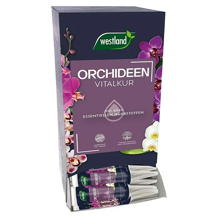Westland Vitalkur - Geeignet für: Orchideen - Abbildung eines Westland Orchideen Vital Kur Produkts, das essenzielle Nährstoffe liefert, die Blüte fördert und Stressresistenz unterstützt.