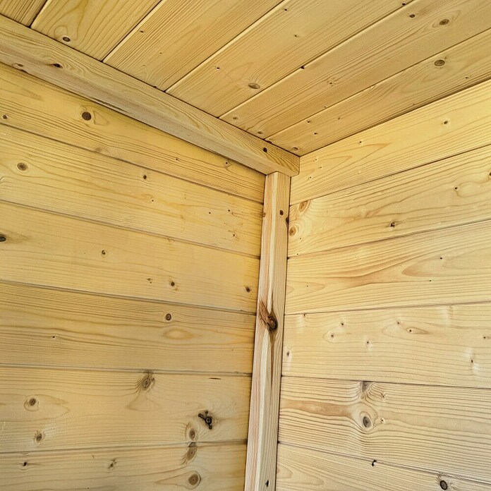 Gerätehaus-Anbau (Außenbreite inkl. Dachüberstand: 374 cm, Außentiefe inkl. Dachüberstand: 170 cm, Holz, Natur) | BAUHAUS
