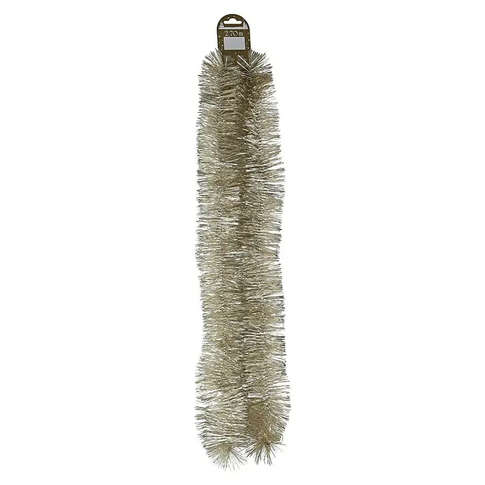 Geroma Girlande - Länge: 270 cm, Kunststoff, Champagner - Silberne Lametta-Girlande, 2,70 m lang, festliche Dekoration für Weihnachten und andere besondere Anlässe.