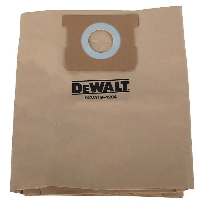 DeWalt Staubbeutel-Set DXVA19-4204 - Gesamtstückzahl: 3 Stk. - Eine Dewalt DXVA19-4204 Staubsaugerbeutelpackung, ideal für die Reinigung von Baustellen und Werkstätten.