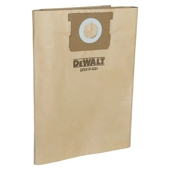 DeWalt Staubbeutel-Set DXVA19-4201 - 3 Stk., Passend für: Staubsauger 23-38 l - Bild einer DeWalt DXVA19-4201 Staubsaugerbeutelpackung, ideal für die effiziente und hygienische Reinigung Ihres Arbeitsplatzes.
