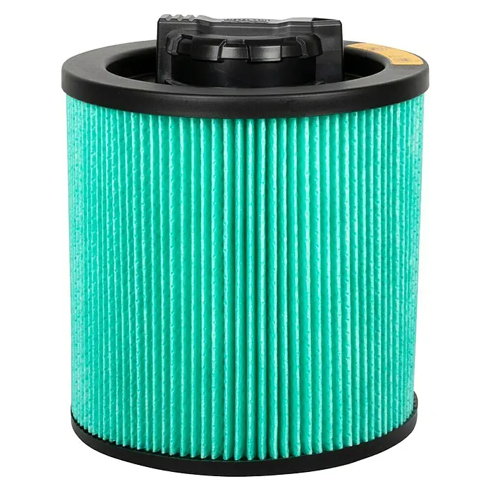 DeWalt HEPA-Filter DXVC6914 - Passend für: Nass-Trockensauger 23-61 l - Hier ist ein blauer Luftfilter mit schwarzem Rand und einem schwarzen Verschluss oben.