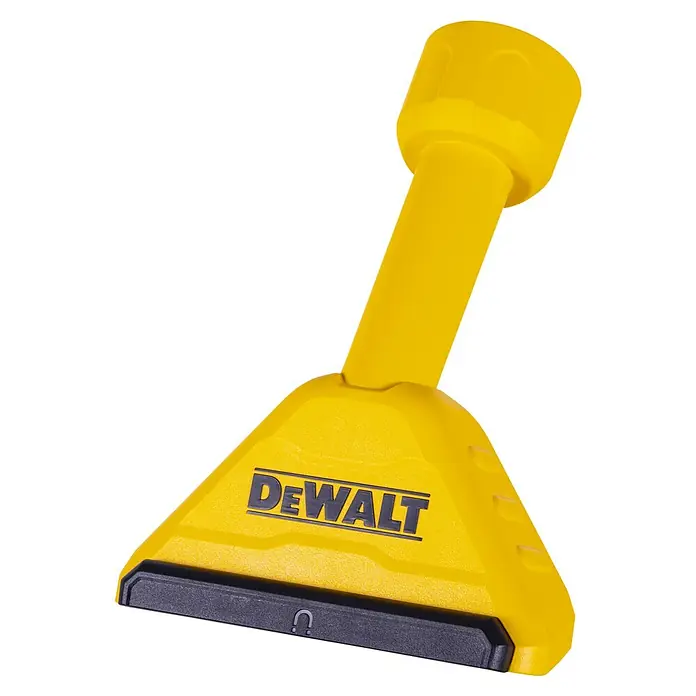 DeWalt Bodendüse DXVA00-1501E - 1 Stk. - Das Bild zeigt einen gelben DeWalt-Spachtelaufsatz für oszillierende Werkzeuge. Er ist kompakt und für präzise Arbeiten konzipiert.