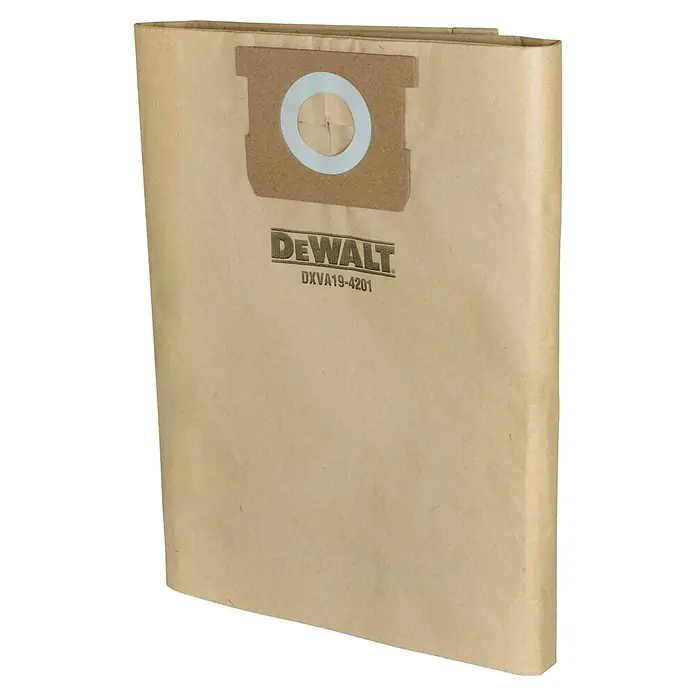 DeWalt Staubbeutel-Set DXVA19-4201 - 3 Stk., Passend für: Staubsauger 23-38 l - Staubsaugerbeutel von DeWalt, Modell DXVA19-4201, aus robustem, beigefarbenem Papier für eine effiziente Staubaufnahme und hohe Leistung.