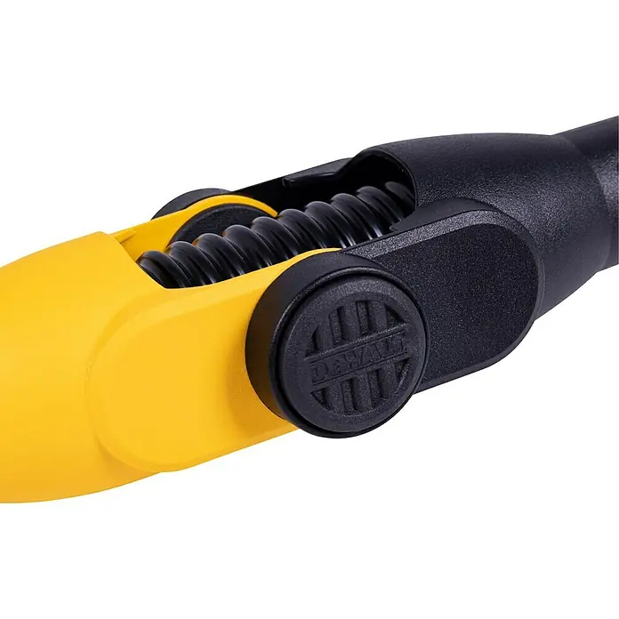 DeWalt Sauger-Verlängerungsrohr DXVA00-1200E - 2 -tlg. - Nahaufnahme des gelb-schwarzen DeWalt-Gelenkschleifers mit flexiblem Kopf, ideal für präzises Schleifen in verschiedenen Winkeln.