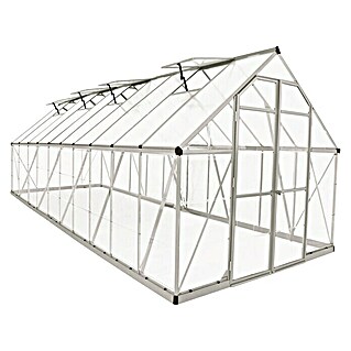 Palram – Canopia Gewächshaus Balance (Außenmaß inkl. Dachüberstand (B x T): 244 x 607 cm, 0,7 mm, Silber)