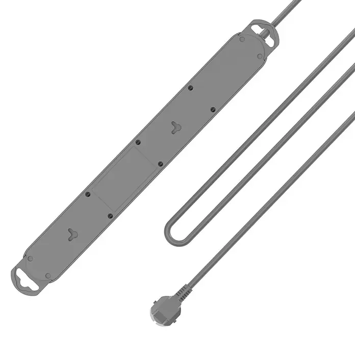 Metronic Base de enchufe múltiple con USB - Con USB A y USB C, Blanco/Gris, Longitud del cable: 1,5 m, Sin interruptor - Regleta de enchufes gris con cable. Ideal para ampliar la potencia en la oficina o en casa, y con accesorios para colgar.