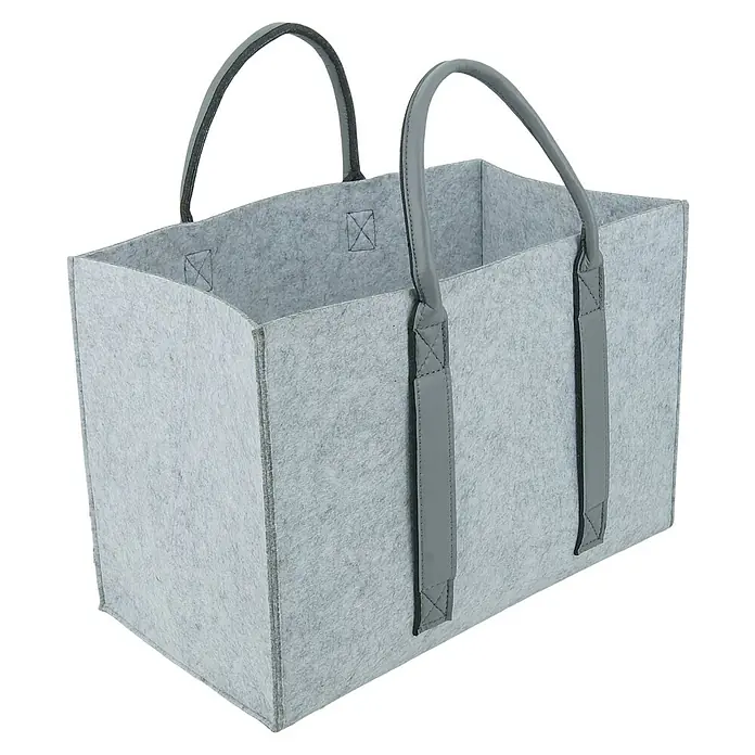 Valo Filzkorb Niva - 50 x 34 x 27 cm, Hellgrau - Eine graue Filztasche mit stabilen Griffen, ideal für Einkäufe und Aufbewahrung. Praktisch und stilvoll für den täglichen Gebrauch.