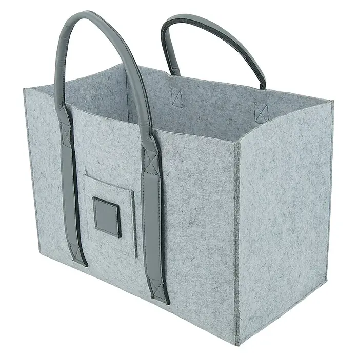 Valo Filzkorb Niva - 50 x 34 x 27 cm, Hellgrau - Graue Filztasche mit stabilen Tragegriffen. Eine praktische und stilvolle Einkaufstasche für den täglichen Gebrauch.